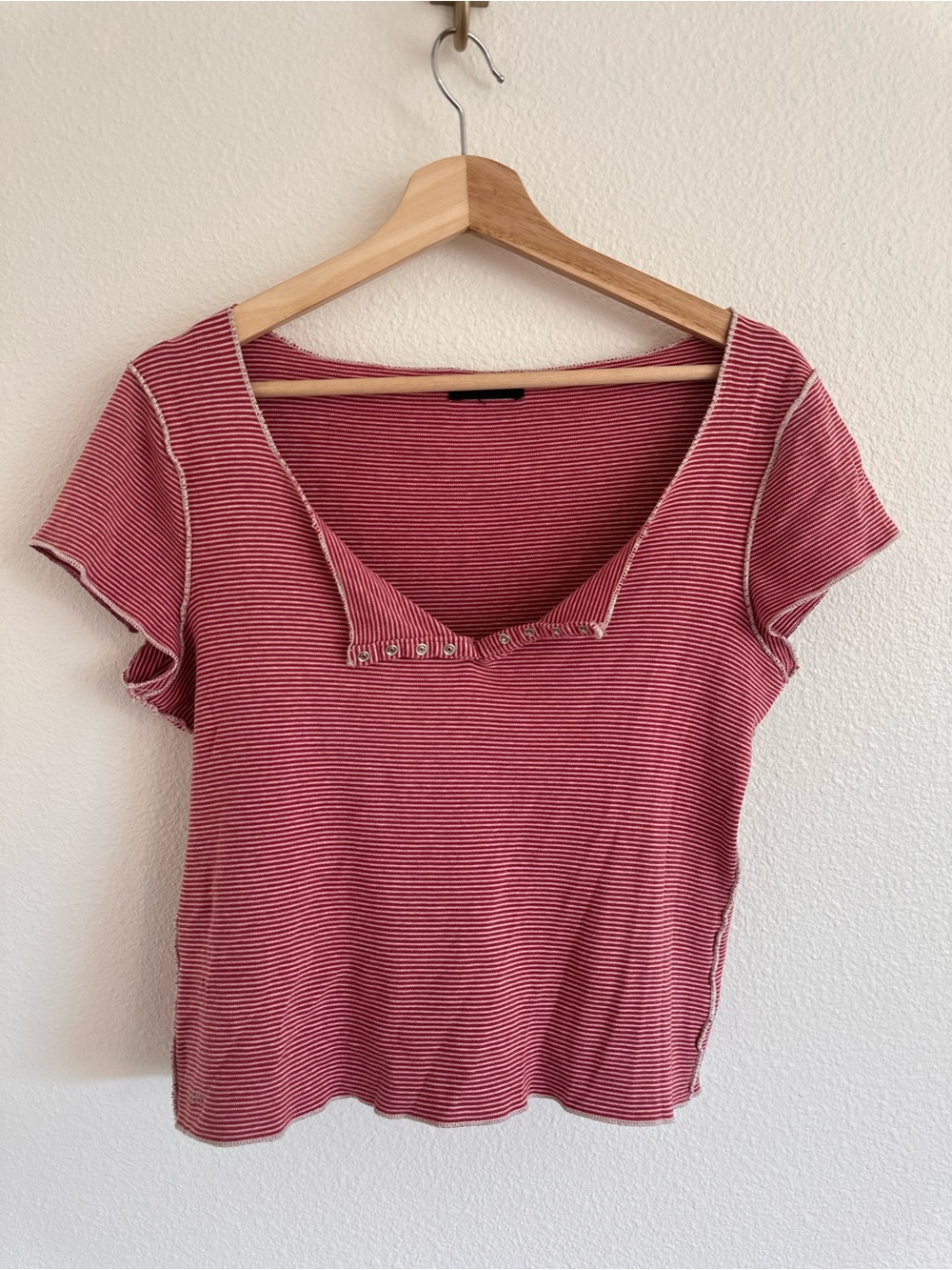 Ralph Lauren Red Stripe Short Sleeve Scoop Neck Top
